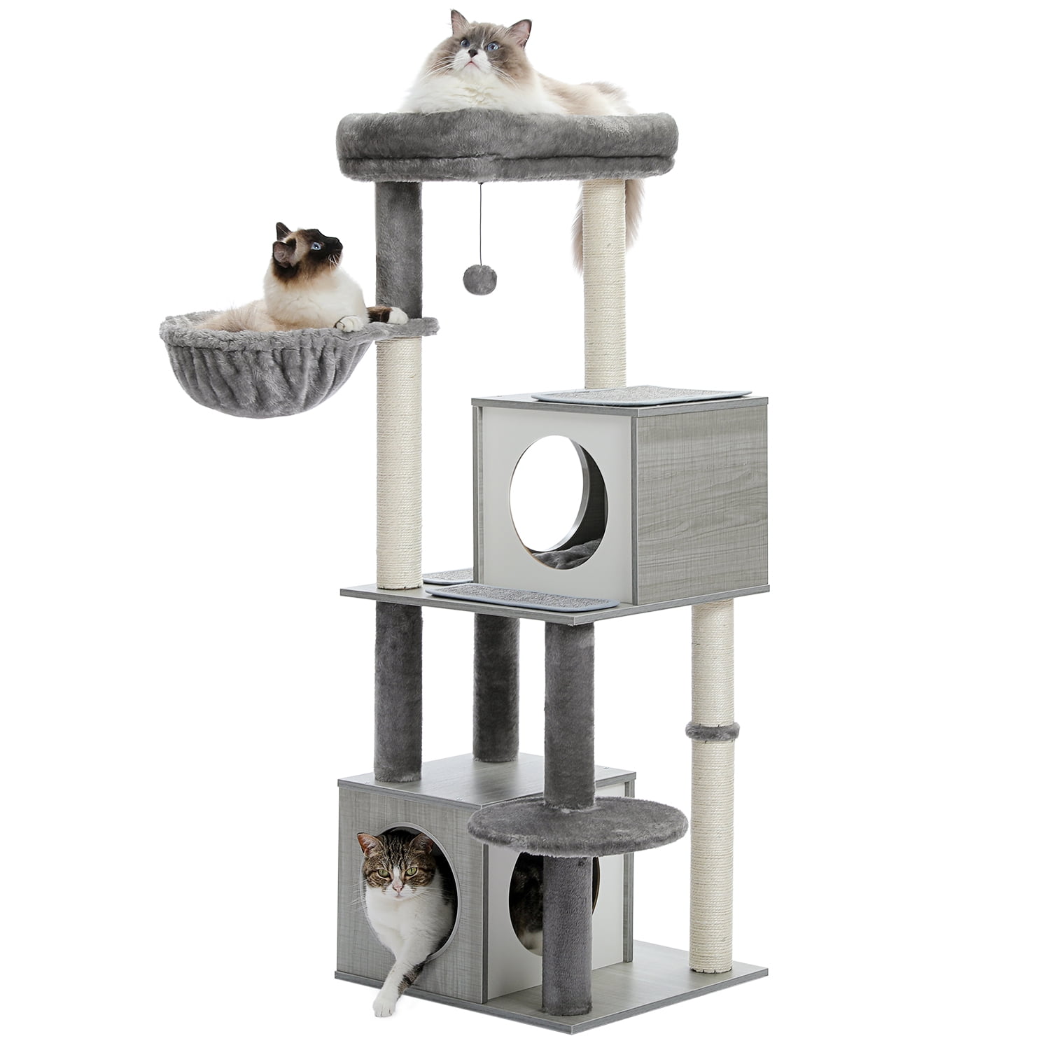 Pefilos Cat Tree for Indoor Cats, 51" Cat Condo for Adult Cats with Scratching Posts, Cat Tree House, Gray Pefilos Cat Tree for Indoor Cats, 51" Cat Condo for Adult Cats with Scratching Posts, Cat Tree House, Gray