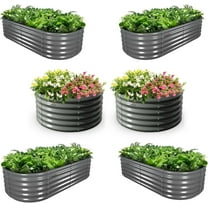 TRAMULL 6-Pack 4X4X1.5ft & 6X2X1.5ft Deep Root Galvanized Raised Garden Beds Outdoor for Planting Vegetables Flowers Herb, Quartz Grey