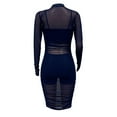 thumbnail image 6 of REALiKUN Women's Mesh Dress Long Sleeve Bodycon 3 Piece Outfits with Cami Shorts Dark Blue S, 6 of 7