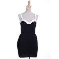 thumbnail image 2 of S/M Fit Black with White Piping Sweetheart Neckline Knife Pleats Dress, 2 of 4
