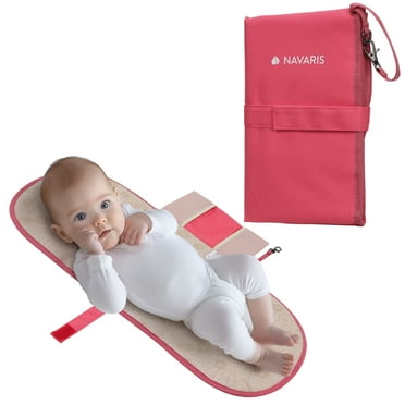 Navaris Baby Changing Mat Portable - Slim Lightweight & Foldable Baby Change Mat - Water Repellent Travel Changing Mat with Pockets - Folding Mat for Clean Diaper Changes - Coral