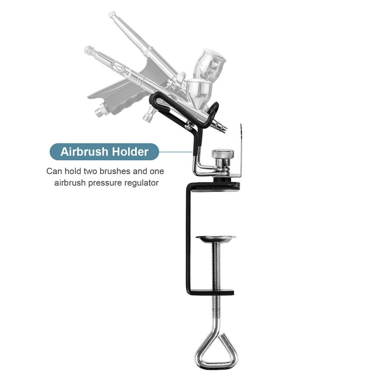 Universal Clamp-On Airbrush Holder that Holds Up to 6 Airbrushes
