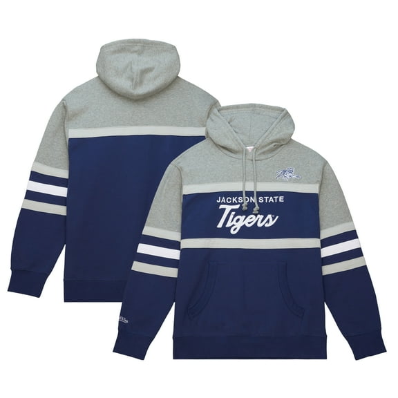 Men's Mitchell & Ness Navy Jackson State Tigers Head Coach Pullover Hoodie