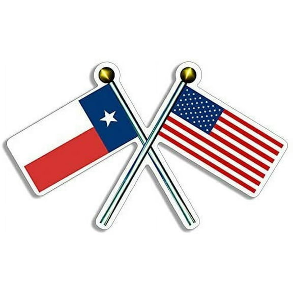 Crossed Poles with USA & Texas Flags 3M Reflective sticker| American Texan