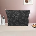 thumbnail image 5 of Unique Bargains 1 Pc 3D Flower Drawstring Makeup Bag for Vacation Business Travel Polyester black, 5 of 6
