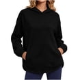 thumbnail image 2 of LNWUY Split Curved Hem Hoodie Pullover Top for Women Loose Fit Long Sleeve Sweatshirt Fall Winter Casual Blouse with Pockets Black XXL, 2 of 6