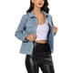 thumbnail image 4 of Chaqueta de ante sintético con solapa y bolsillos de solapa para mujer INSPIRE CHIC, XL, azul claro, 4 of 7