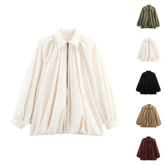 Womens Jackets Winter Jackets for Women Women's Casual Jacket Long Sleeve Puffy Coat With Lapel Collar