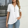 thumbnail image 2 of Daznico Women's Henley V-Neck T-Shirt, Button Up Short Sleeve Casual Versatile Everyday Top,M, 2 of 5
