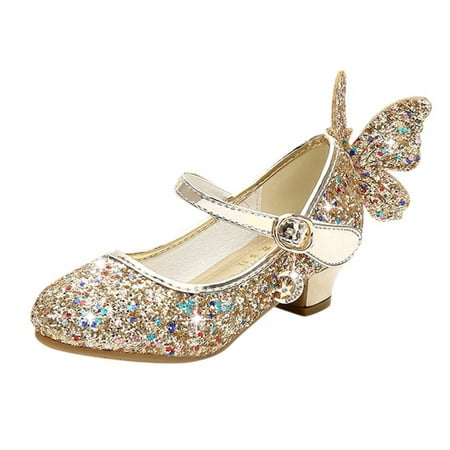 

DNDKILG Children Girls Boy Dress Spring Summer Fall Flats Ballet Shoes Child Party School Wedding Soft Sole Bling Mary Jane Gold 4Y-14Y 37