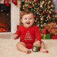 thumbnail image 2 of Weebloom Christmas Baby Boys Girls Pajamas Long Sleeve Bodysuit Festive Cartoon Letter Print Outfit Soft Pjs Loungewear Sleepers Romper Onesie Red 6-9 Months, 2 of 4