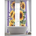 thumbnail image 5 of Sunflower Sheer Curtains 96 Inch Length 2 Panels Set, Yellow Summer Floral Purple Striped Farmhouse Voile Window Treatment Semi Sheer Long Curtains Drapes for Bedroom/Living Room/Kitchen 52"x96"x2, 5 of 7