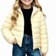 thumbnail image 2 of DJDLJWCJ Girls Quilted Jacket Thicken Warm Full Zipper Puffer Jacket Solid Color Thermal Down Coat Yellow Size 9, 2 of 8