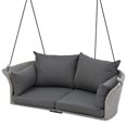 thumbnail image 3 of 51.9" 2-Person Hanging Seat, Modern Swing Chair with Wicker Braid, 4 Pillows and Cushion, Cozy Woven Swing Chair for Backyard, Porch, Garden, Gray, 3 of 9