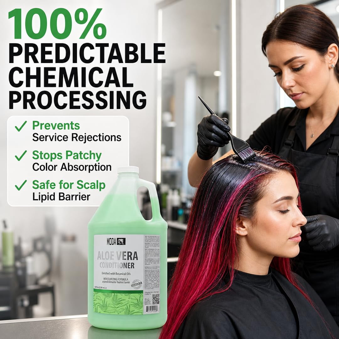 MODA - Moisturizing Conditioner for all Hair Types, Aloe Vera, 128 Oz, Professional - Strengthens, Moisturizes, Leaves Hair Soft and Shiny, Adds Volume, Protects Color and Restore
