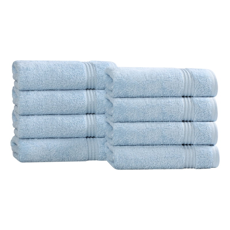 Superior Egyptian Cotton Absorbent Light Blue Hand Towel Set of 8