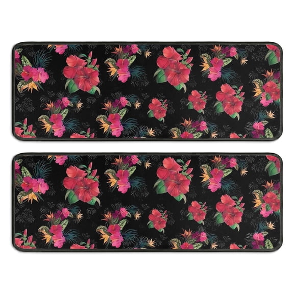 Kitchen Rugs Sets Of 2,Pioneer Flower Floral Print Pattern Anti Fatigue Kitchen Mat Rugs Non Slip Washable,Decorative Kitchen Floor Mats for Kitchen,Sink,Laundry,17"x47" 17"x47"