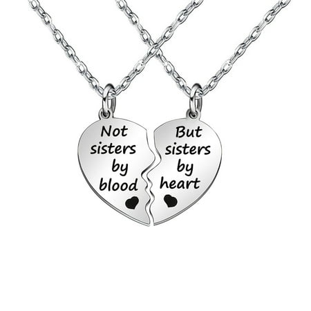 Sister Necklace Gifts For Sister Matching Heart Pendant Necklace For 2 Sister Women Jewelry Idea For Birthday Gifts Graduation Gifts Long Distance Gifts