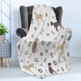 thumbnail image 4 of Dog Lover Soft Flannel Fleece Blanket, Paw Print Bones and Dog Silhouettes American Foxhound Breed Playful Pattern, Cozy Plush for Indoor and Outdoor Use, 50" x 60", Umber Beige Grey, by Ambesonne, 4 of 5