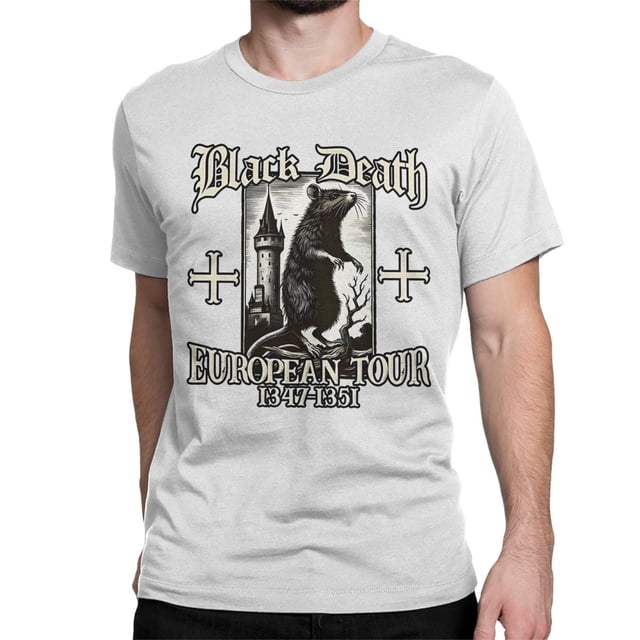 Camisetas de la gira europea de Black Death Big Rat para hombre y mujer, de algodón, divertidas, de cuello redondo, de manga corta, nuevas