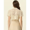 thumbnail image 3 of Unique Bargains Floral Lace Shrug for Women's Lapel Collar Short Sleeves Bolero Cardigan L Beige, 3 of 6