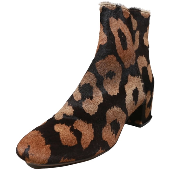 Agl Women's Low Heel Ankle Boot Black / Brown Spotted High-Top Faux Fur - 7.5 M