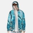 thumbnail image 2 of Fotbe Underwater Dolphin Scene Chaqueta con Protección Solar UPF 50+ para Hombre y Mujer, Camisa con Capucha y Bolsillos-Small, 2 of 7