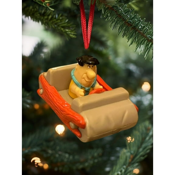 Ornament Hanna Barbera Fred Flintstone in Mobile Car Figure Figurine Charm 3”