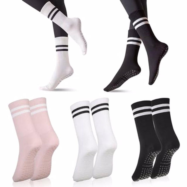 Sonducket 3 pares de calcetines antideslizantes de tela transpirable y elasticidad para calcetines de Pilates y Yoga con empuñaduras duraderas Medias