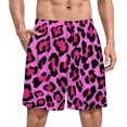 thumbnail image 1 of NICKSUN Shorts de Pyjama Amusants pour Hommes, Bas de Pyjama Courts Doux avec Poches, Imprimé Léopard Rose, 2TG, 1 of 6