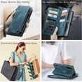 thumbnail image 4 of Samsung S21 Case, Samsung Galaxy S21 Case Wallet for Women Men, Durable PU Leather Magnetic Flip Lanyard Strap Wristlet Zipper Card Holder Phone Case for Samsung Galaxy S21 5g (6.2"), Blue, 4 of 11