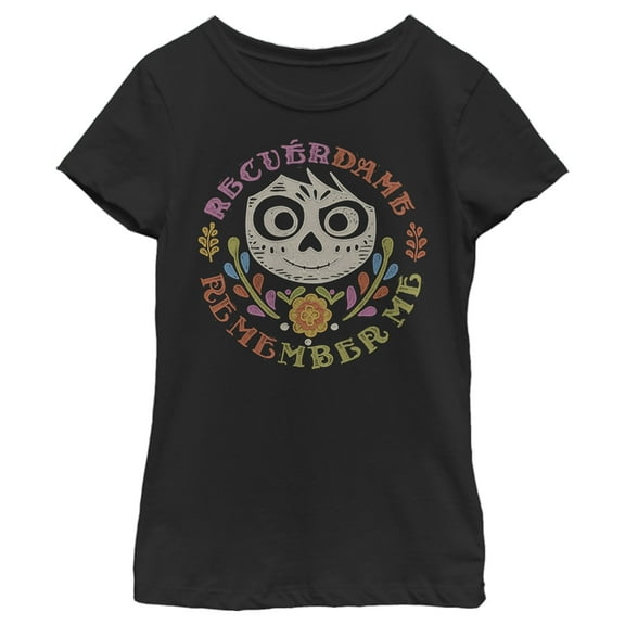 Girl's Coco Remember Me Miguel Emblem  Graphic Tee Black X Large