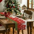 thumbnail image 4 of Christmas White Snowflake on Red Table Runner 13x60in Non-Slip Cotton Linen Table Runners, Winter Pine Branch Cones Dresser Scarves TableRunner for Dinner Kitchen Dining Wedding Party, 4 of 9