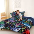 thumbnail image 4 of jejeloiu Underwater World Full Size Comforter Sets,Shark Octopus Coral Bedding Comforter Set For Boys,Colorful Navy,Navy Blue Reversible,3pcs,1 Comforter and 2 Pillowcases, 4 of 7