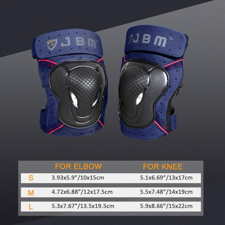 JBM BMX Bike Adult Knee Pads and Elbow Pads with Wrist Guards Protective  Gear Set (L/Purple) 