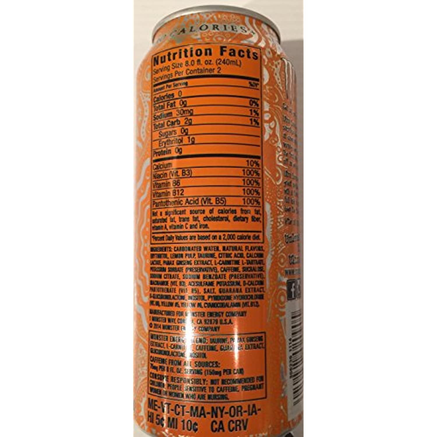 16 Pack - Monster Energy - Ultra Sunrise - 16Oz.