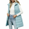 thumbnail image 2 of Puffer Vests for Women Long Hooded Lightweight Jacket Warm Sleeveless Fall Winter down Coat Outerwear New Womens Tops Plus Size Vests Fall Light Blue M, 2 of 9