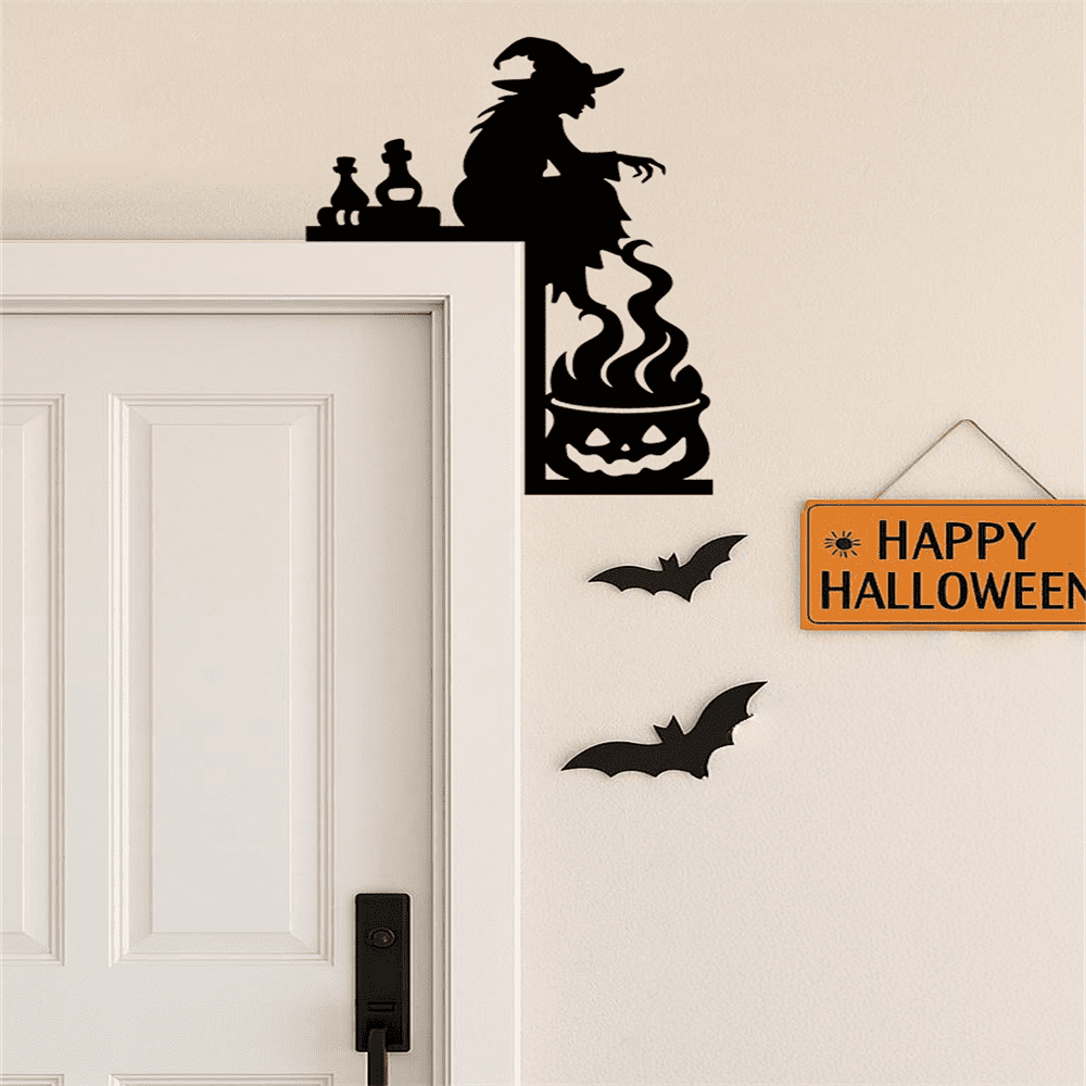 Gothic Witch Cauldron Iron Door Hanger Heavy Duty Wall Decor