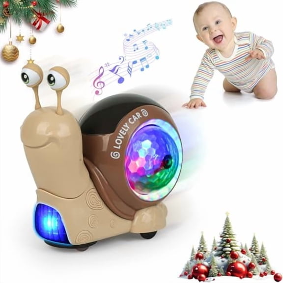 Baby Toddler Crawling Toys 6-12 Months,Musical Snail Baby Toy,Infant Crawling Tummy Time Development Toys Boy Girl Christmas Birthday Gifts