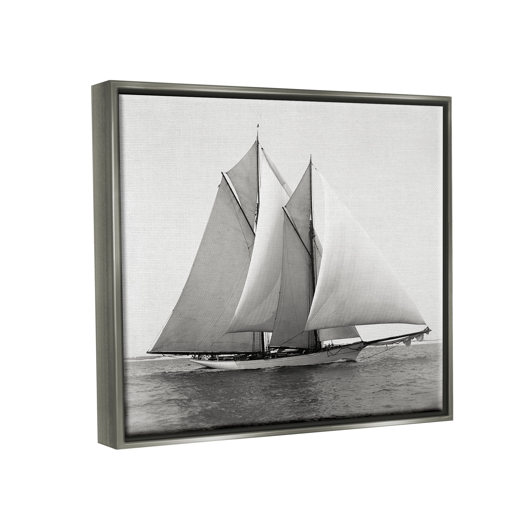 Stupell Industries Majestic Ship Ocean Photography Coastal Painting Gray Floater Framed Art Print Wall Art