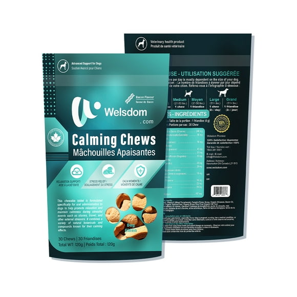 Welsdom Pets Calming Chew - 30 Chews | Natural Stress Relief for Dogs | Promotes Relaxation & Digestive Support | Omega-3 Enriched Chewable Tablets