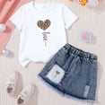 thumbnail image 2 of Povozer Toddler Baby Girl Outfits Solid Summer Clothes Girls Comfortable Fashionable Set Cute Cartoon Printed Short Sleeve Top Skirt 2pcs Set,Size 4-5 Years,A, 2 of 4