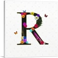 thumbnail image 1 of ARTCANVAS Flower Plant Butterfly Alphabet Letter R Canvas Art Print - Size: 12" x 12" (1.50" Deep), 1 of 9