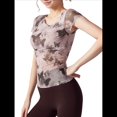 thumbnail image 1 of Blusas Ajustadas de Corta con Frunces y Estampado Floral de Cuello Asimétrico para Mujer Color Castaño L, 1 of 8