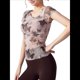 thumbnail image 1 of Blusas Ajustadas de Corta con Frunces y Estampado Floral de Cuello Asimétrico para Mujer Color Castaño L, 1 of 8