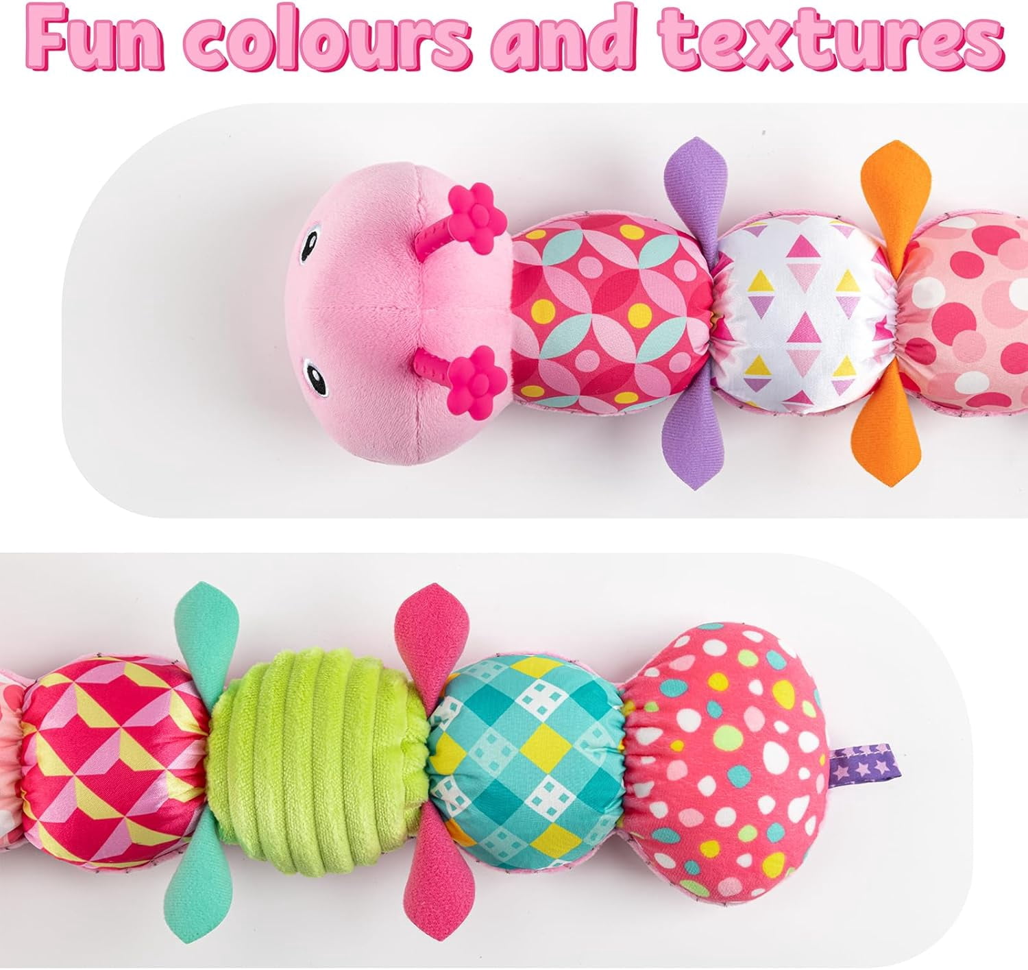 BTEPSGA Baby Toys Musical Caterpillar,Infant Toys Stuffed Animal Toys with Ruler Design and Ring Bell,Baby Teething Toys for Tummy Time Newborn Boys Girls 0 3 6 12 Months