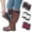 Maroon Accent Bold, variant on Tipi Toe Women's 3 Pairs Knitted Boot Cuffs Short Boot Socks and Leg Warmers