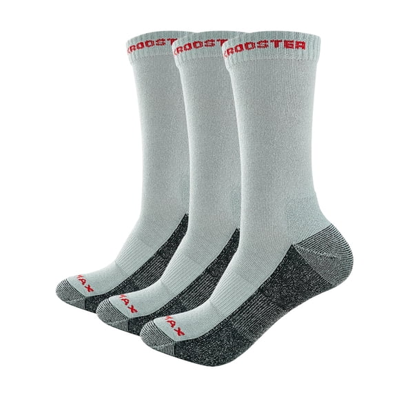 Rockrooster COOLMAX Men's Moisture Control Durable Work Crew Socks 3 Pairs Gray Combo 752233-M