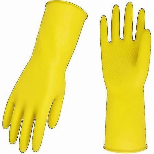 1 Pair Reusable Household Cleaning Gloves, Rubber Dish Gloves, Extra Thick, Long Sleeves, (Size L)