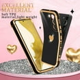 thumbnail image 6 of Compatible with Samsung Galaxy S22 Case with HD Screen Protector Shockproof Protection, Love Heart Plating Girly Women Cute Soft TPU Luxury Elegant Case for Galaxy S22 5G Case, Black, 6 of 7